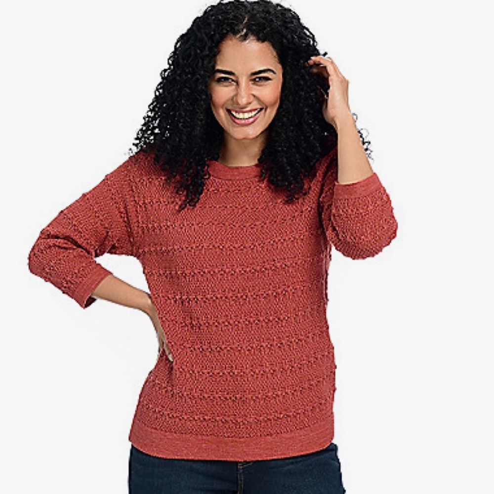 Women’s Christopher & Banks Rust Envelope Neck 3/4 Sleeve‎ Pullover Sweater